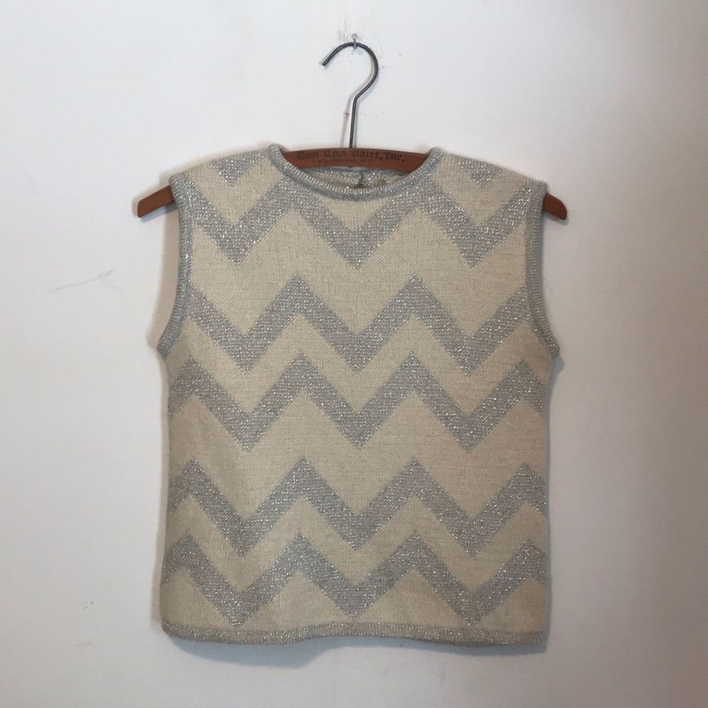 Vintage 1960 Silver Knit Tank Top Sweater